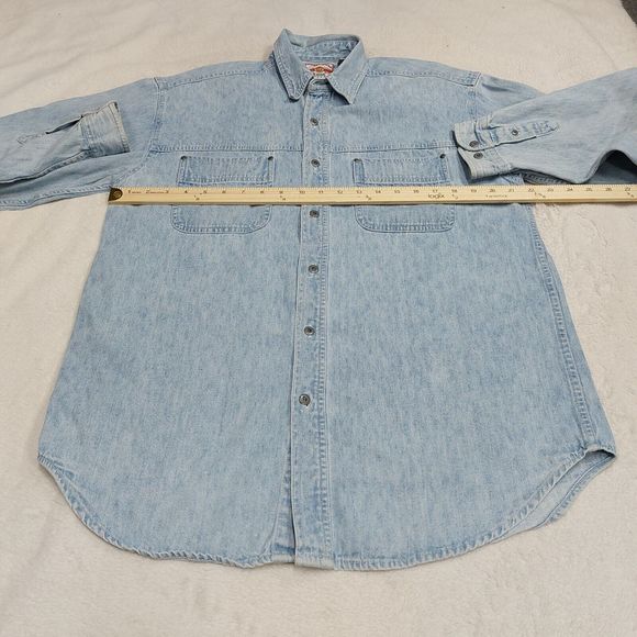 Vintage 90s Looney Tunes Embroidered Denim Long Sleeve Jean Shirt Size Medium - Picture 4 of 8